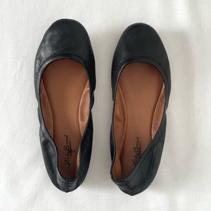 Lucky Brand Black Tan Leather Ballet Flats 8.5 M Emmie